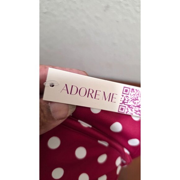 Adore Me Women's 34DD Red & White Polka Dot Padded Halter Bikini Top Underwire S - Picture 4 of 6